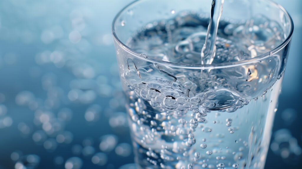 Water being poured into a glass.